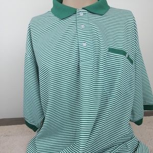 Haband  Green Stripe Polo Rugby Short Sleeve Shirt